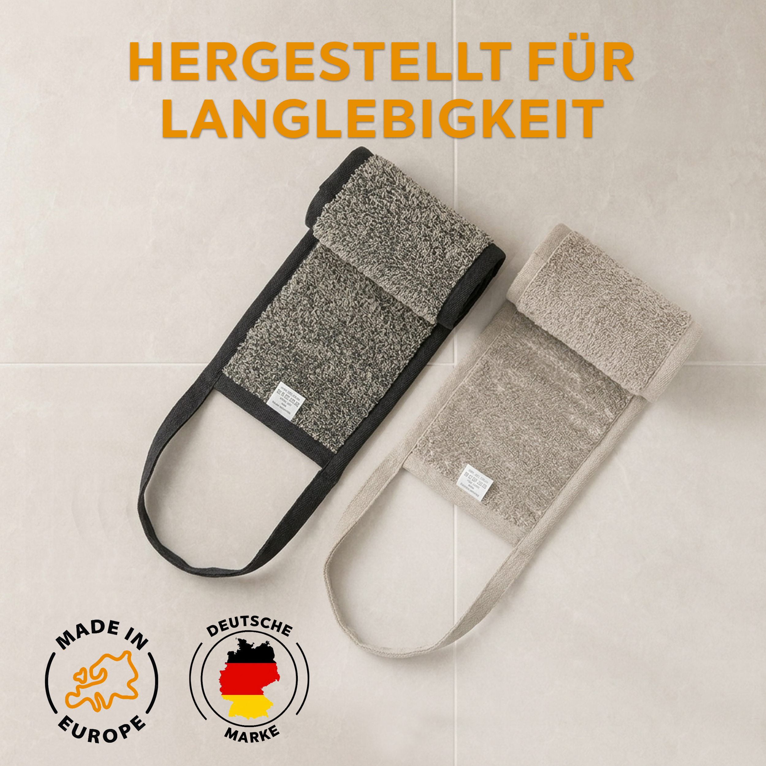 sositex | Rückenwaschband Back Washer 15 × 70 cm – Leinen & Baumwolle Natural