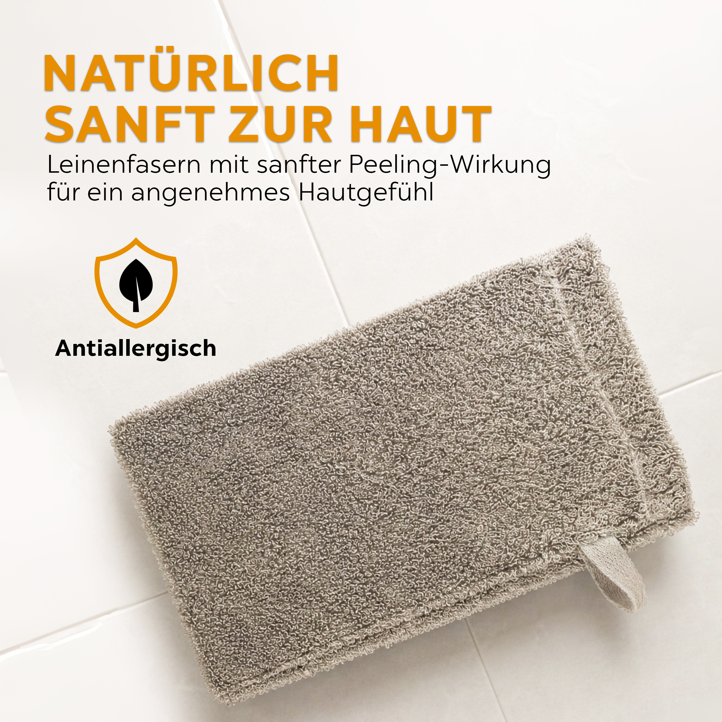 sositex | Waschhandschuh Black/Natural – Leinen & Baumwolle | Sauna & Peeling