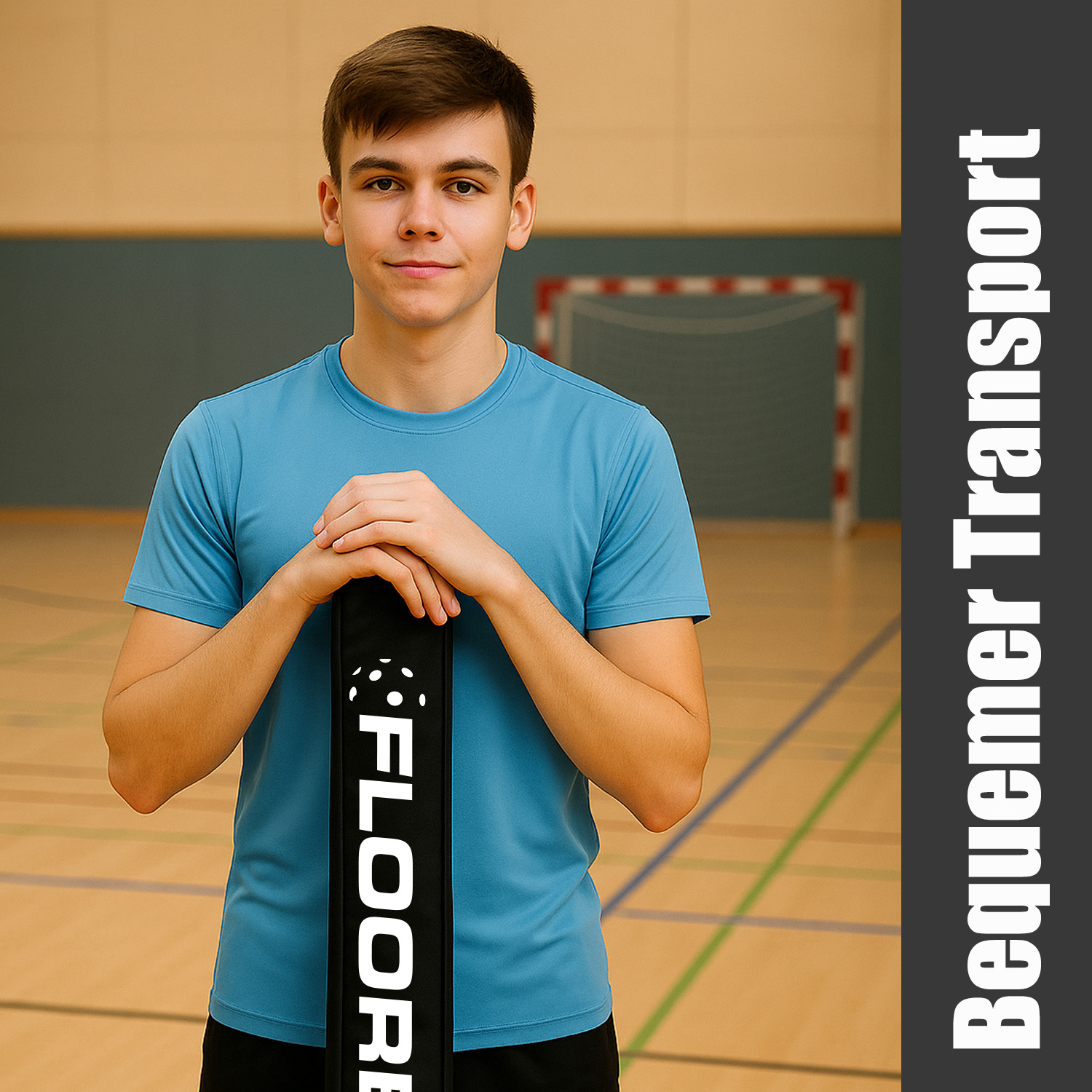 HALE | Floorball Schlägertasche für bis zu 3 Schläger – Nylon Stocktasche bis 104 cm - schwarz/orange
