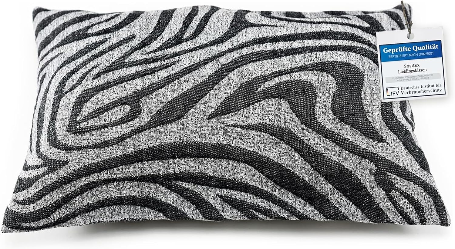 sositex | Saunakissen ZEBRA 43x26 cm – Leinen/Baumwolle, waschbar & hitzebeständig - Black/White