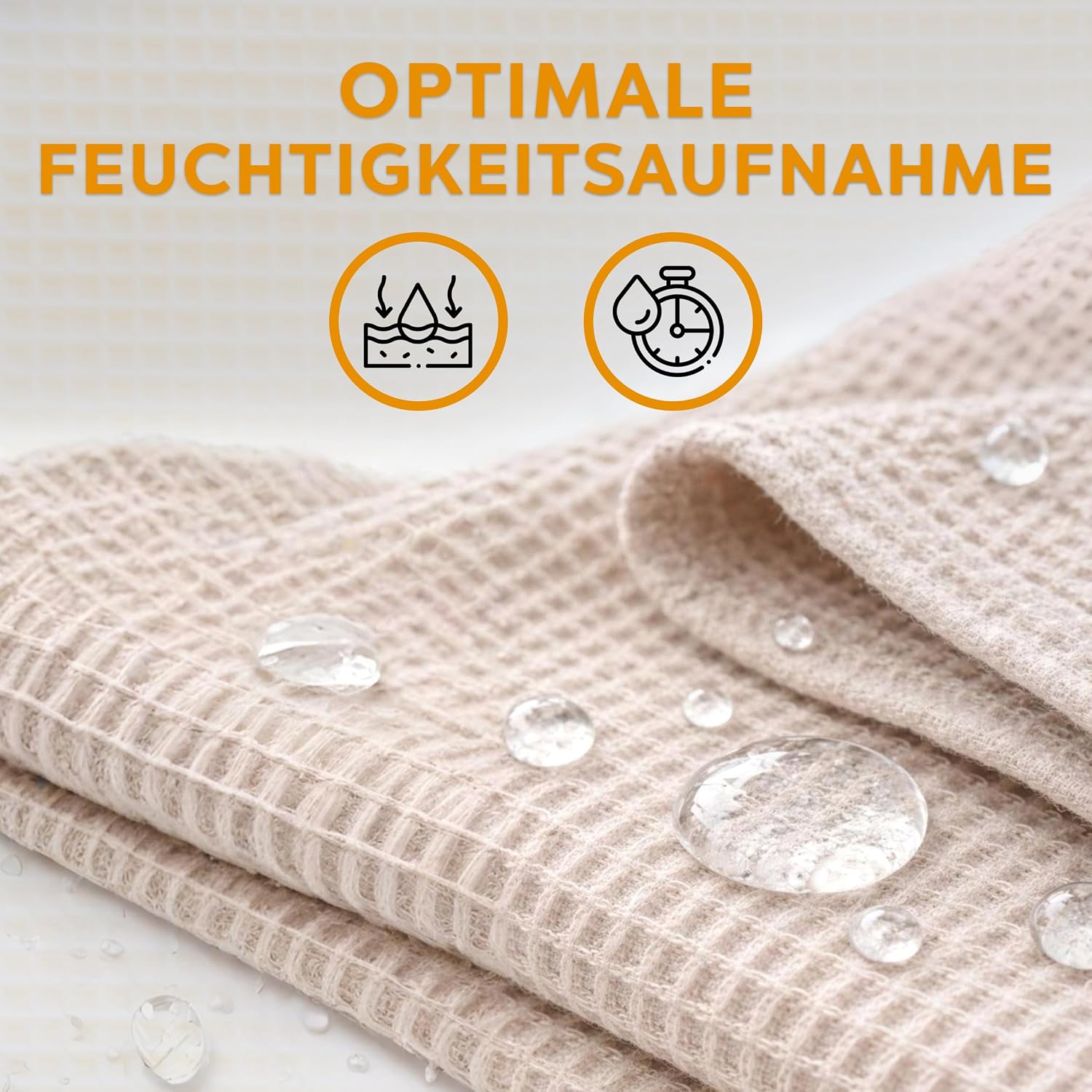 sositex | Sports Line Leinenhandtuch Off White – Sport- & Saunahandtuch in Waffelstruktur