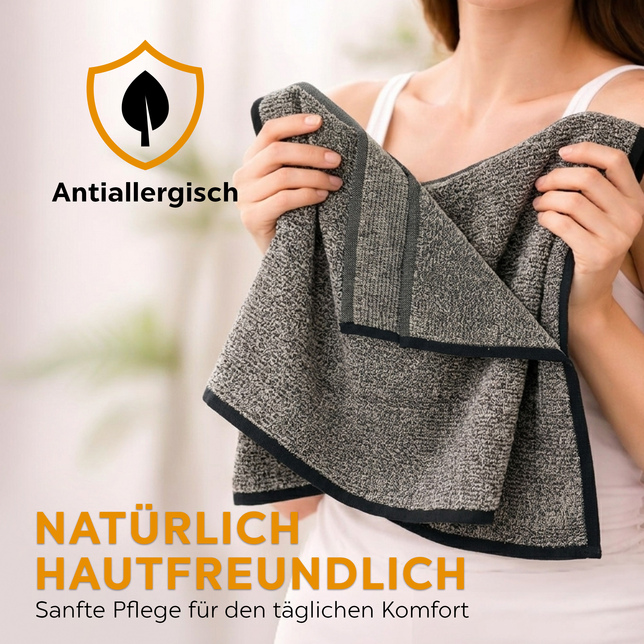 sositex | Sauna Line Saunahandtuch 70 x 140 cm – Leinen & Baumwolle – Black/Natural