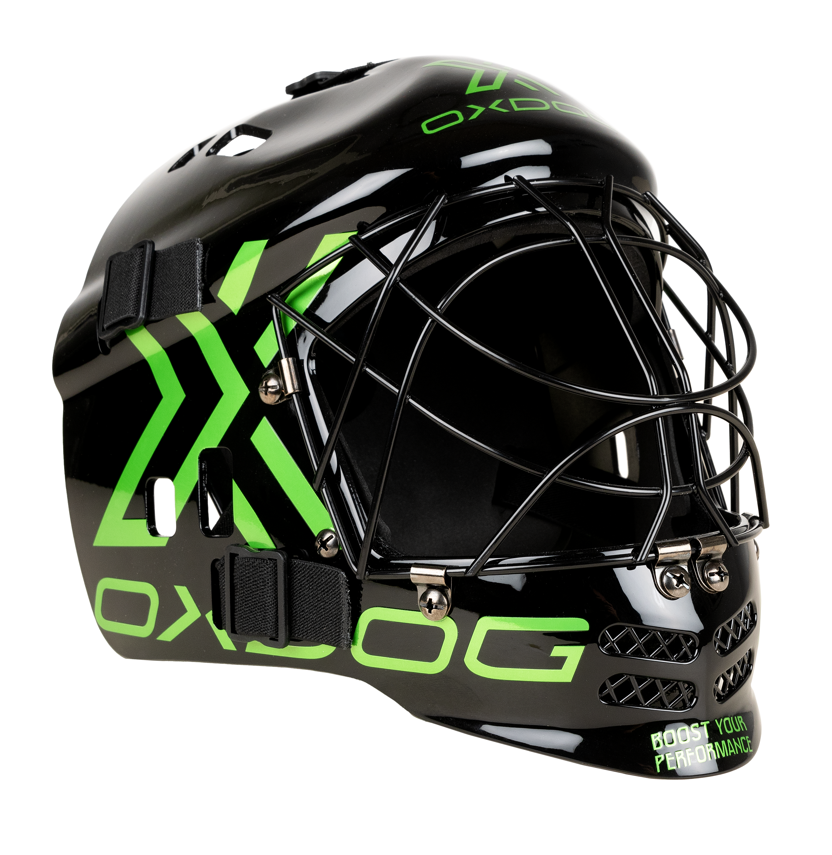 OXDOG | XGUARD Junior Floorball Torhütermaske black/green – IFF & CE geprüft