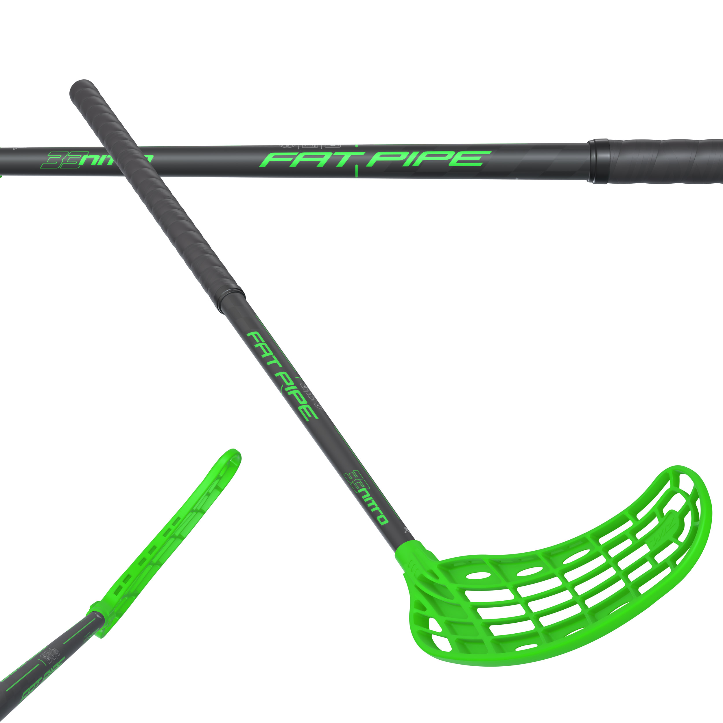 Fat Pipe Floorball Schläger NITRO 33 black/neon green
