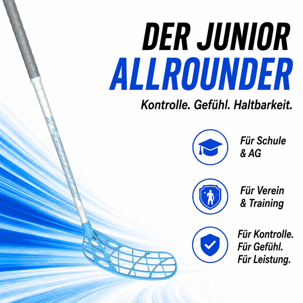 Fat Pipe | T-CORE 31 CTRL Floorballschläger Junior – Baby Blue