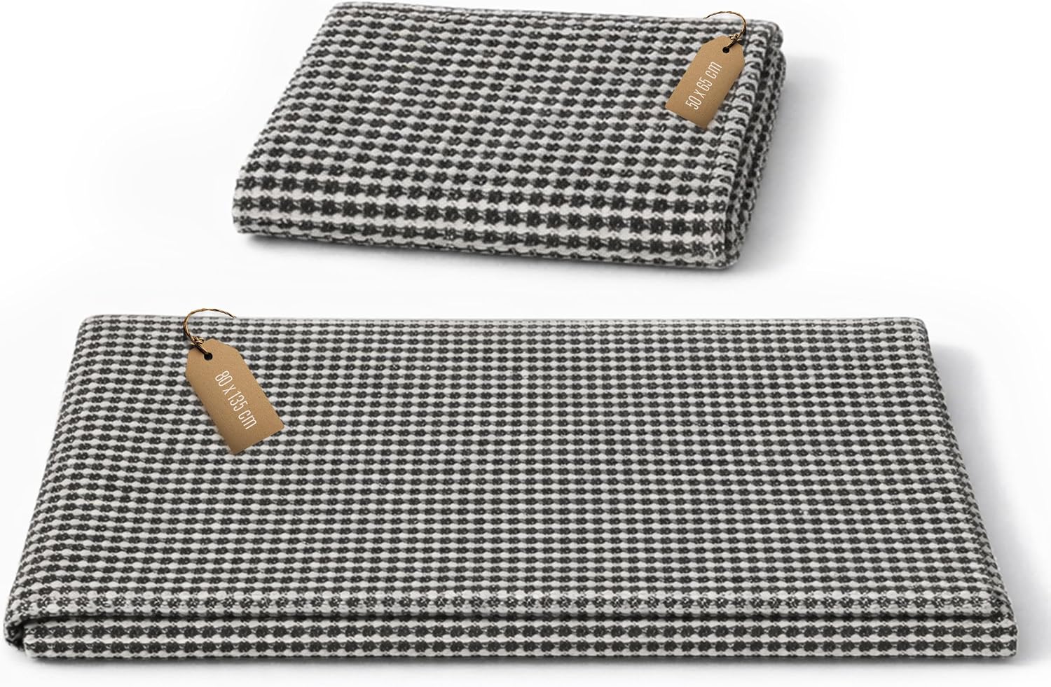 sositex | Sports Line Leinenhandtuch Natural/Black – Sport- & Saunahandtuch in Waffelstruktur