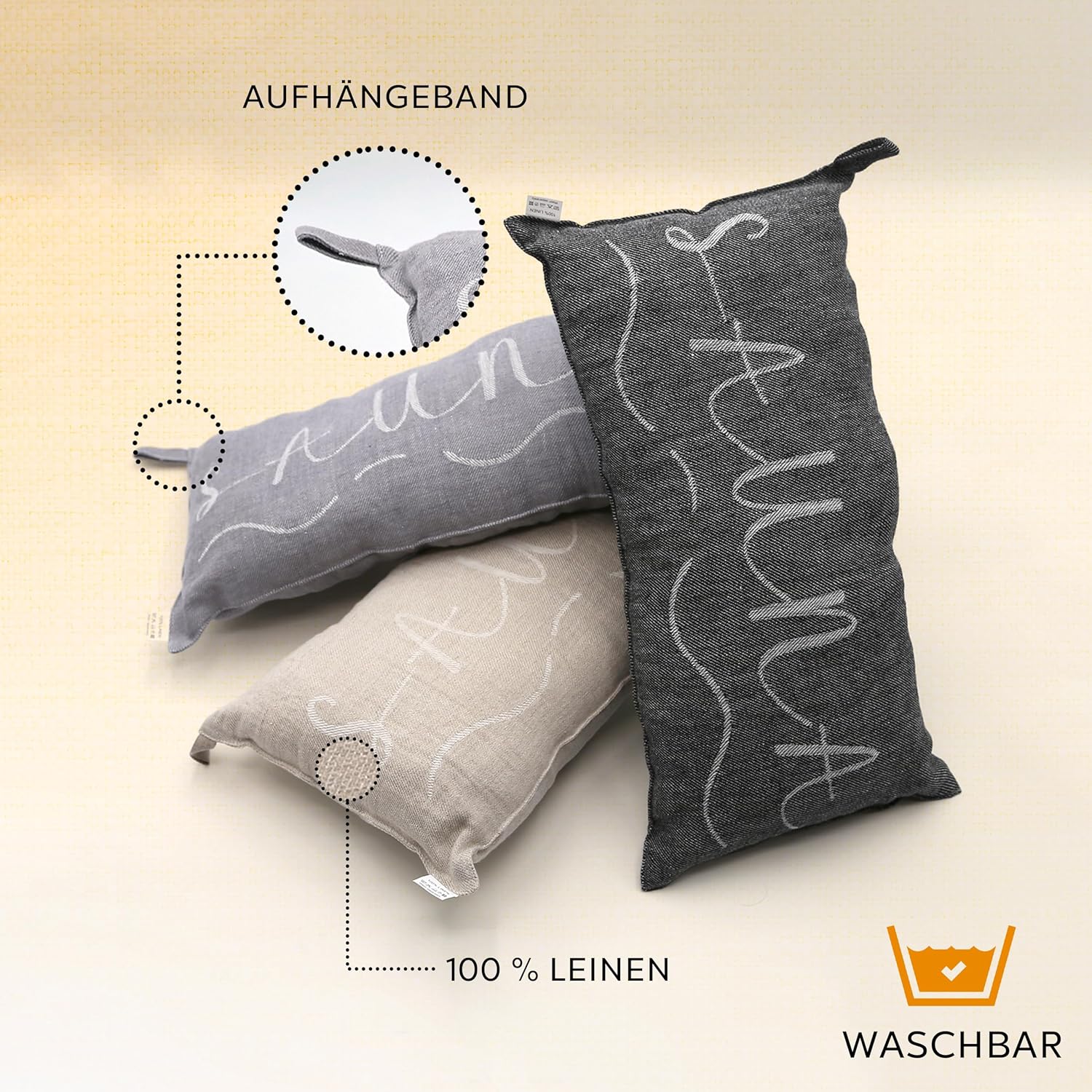 sositex | Saunakissen BANGA 45 × 22 cm – Leinen Kopf- & Nackenkissen in vier Farben