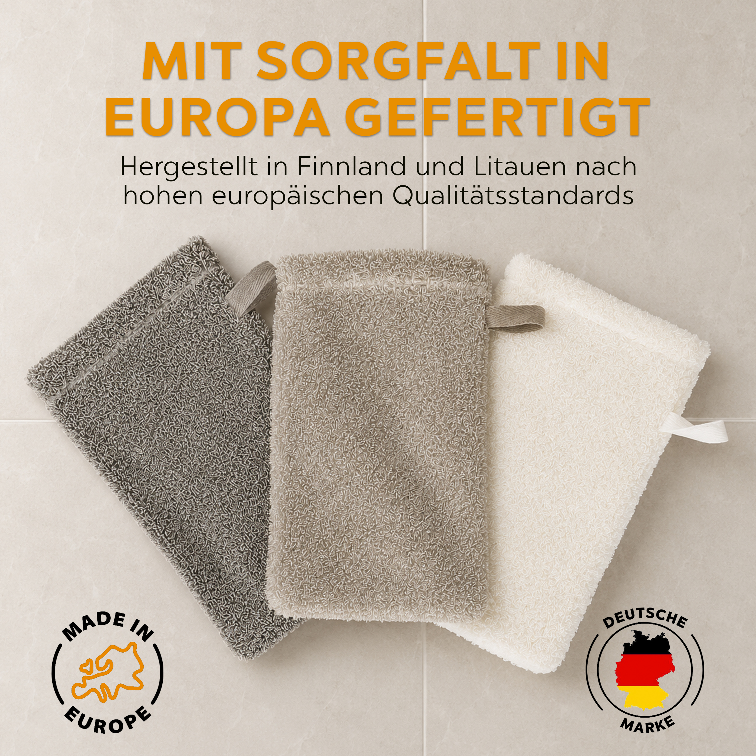 sositex | Waschhandschuh Black/Natural – Leinen & Baumwolle | Sauna & Peeling
