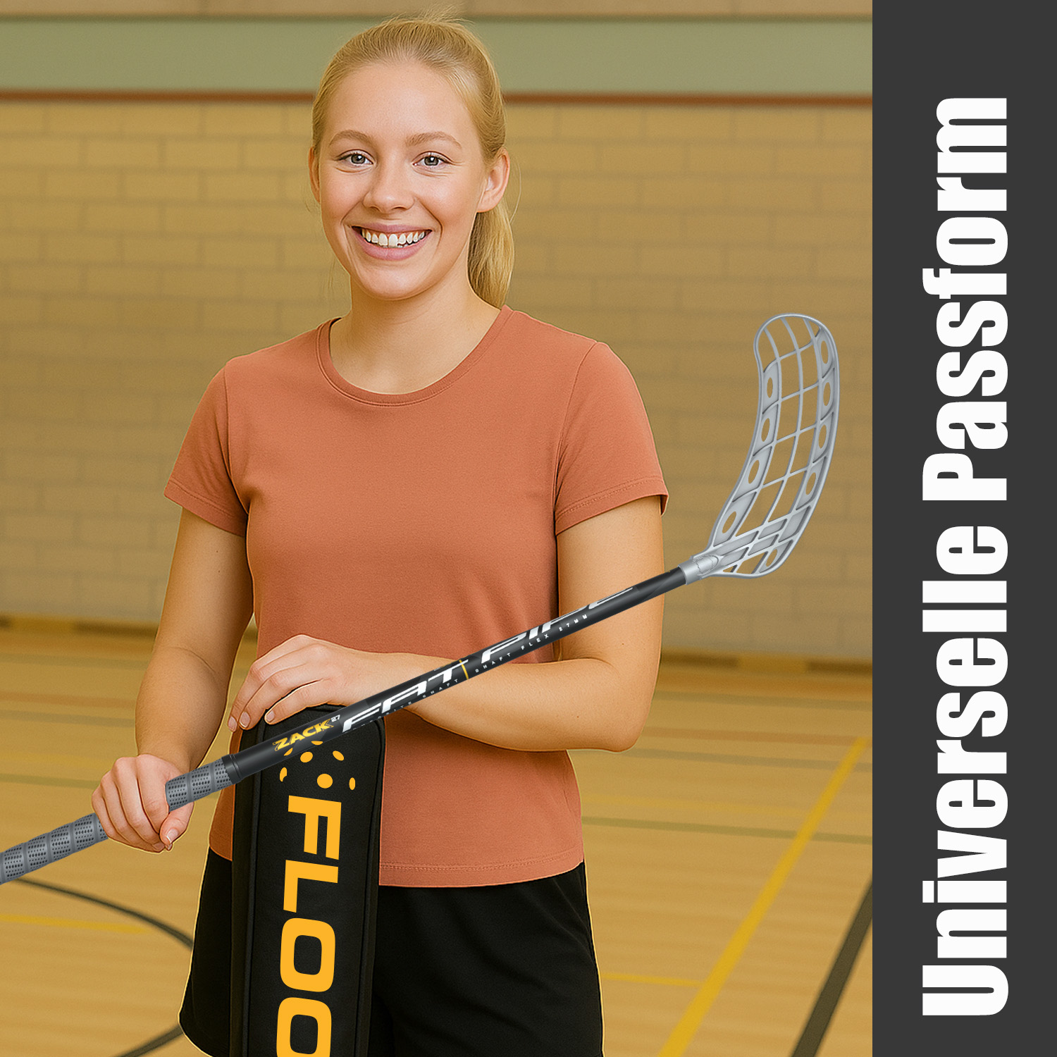 HALE | Floorball Schlägertasche für bis zu 3 Schläger – Nylon Stocktasche bis 104 cm - schwarz/orange