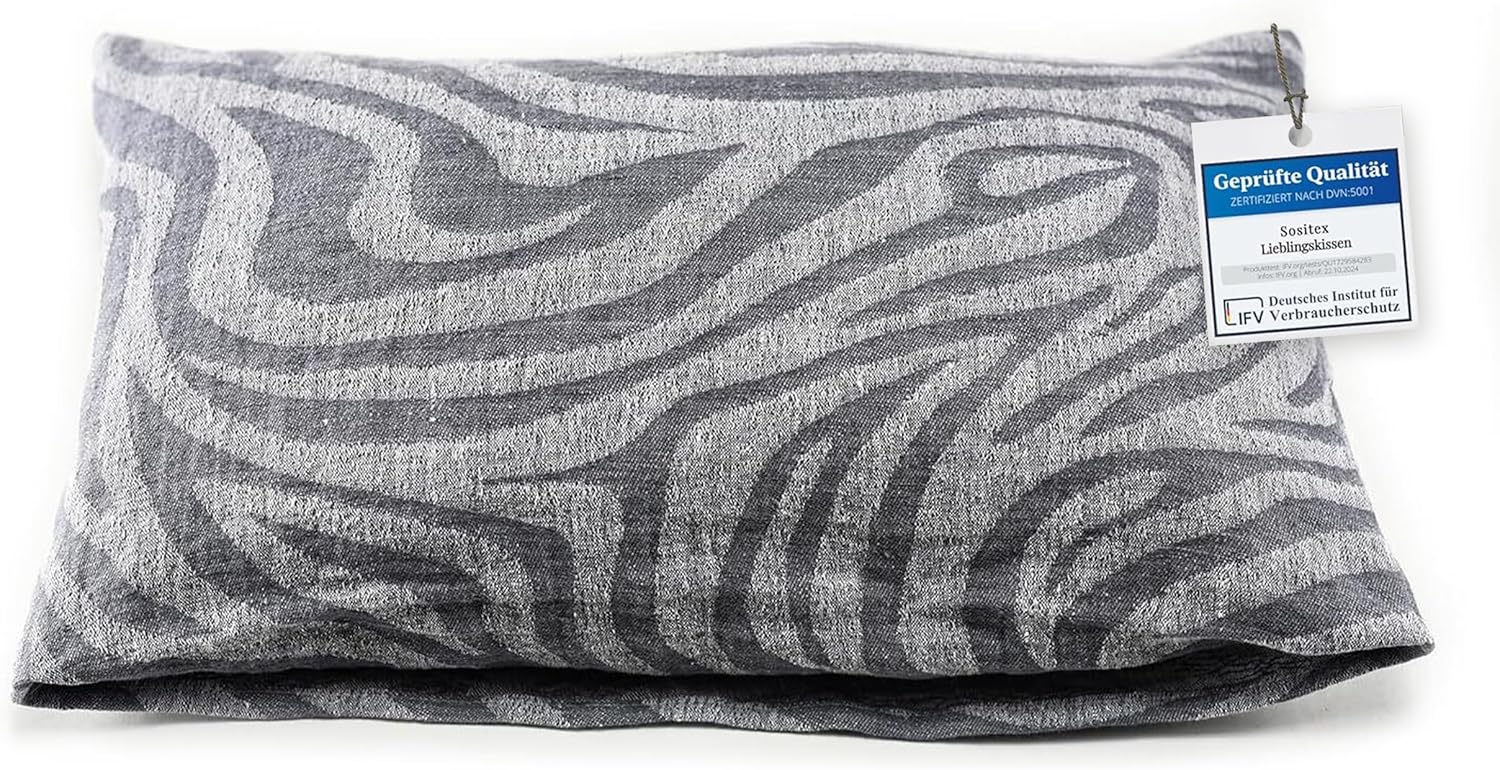 sositex | Saunakissen ZEBRA 43x26 cm – Leinen/Baumwolle, waschbar & hitzebeständig - Grey/White