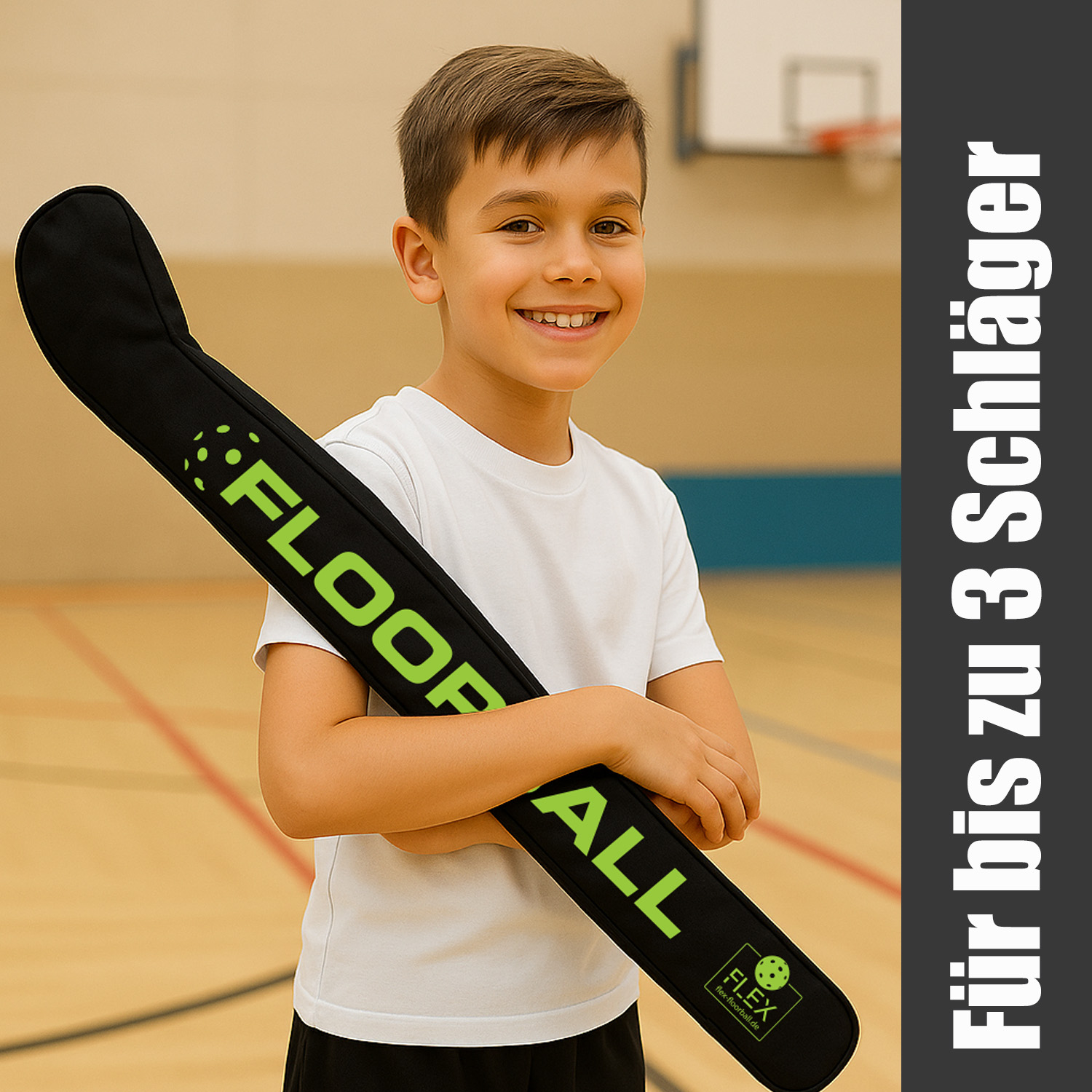HALE | Floorball Schlägertasche für bis zu 3 Schläger – Nylon Stocktasche bis 104 cm - schwarz/orange