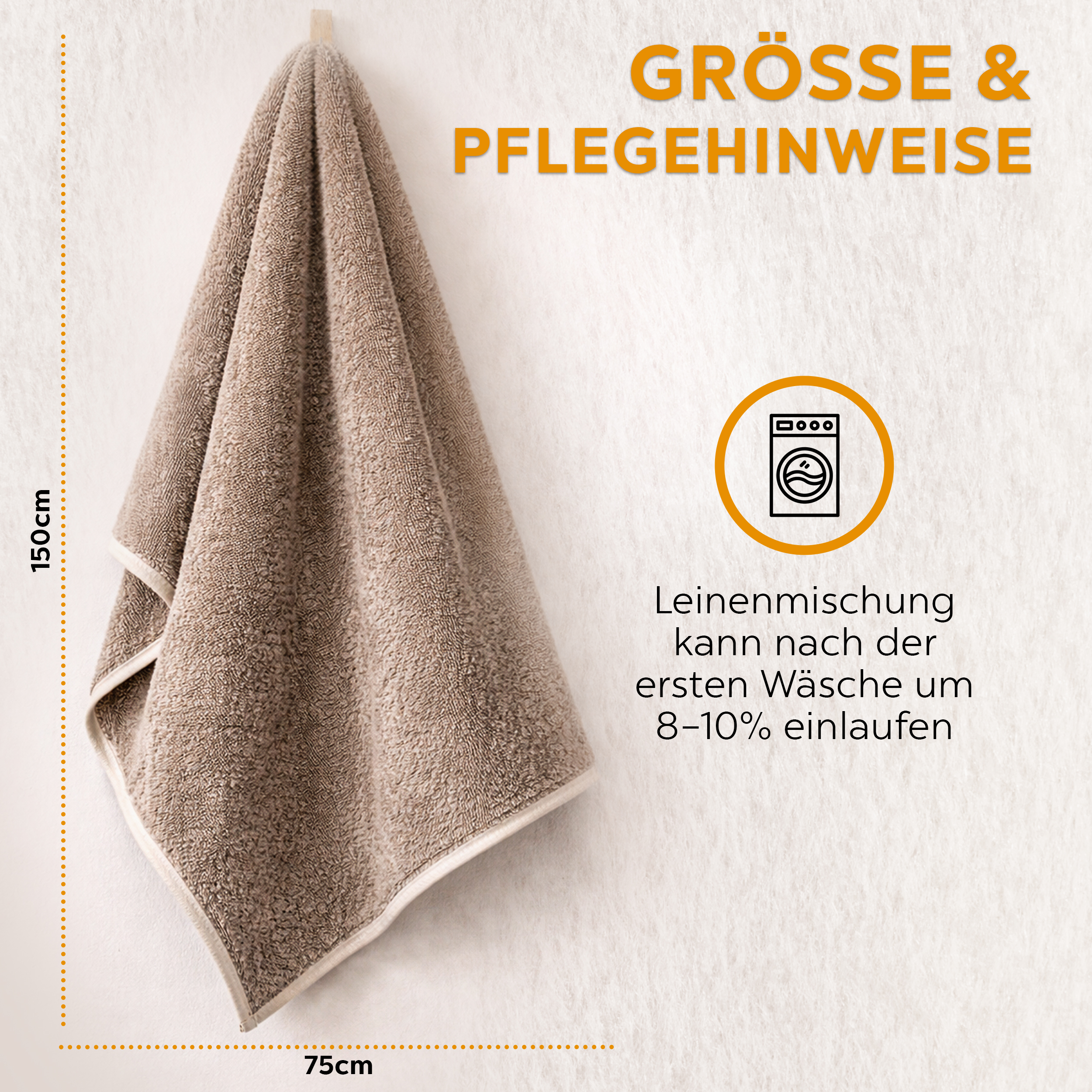 sositex | Premium Line Saunahandtuch natural/white 75 × 150 cm – Sauna & Bad