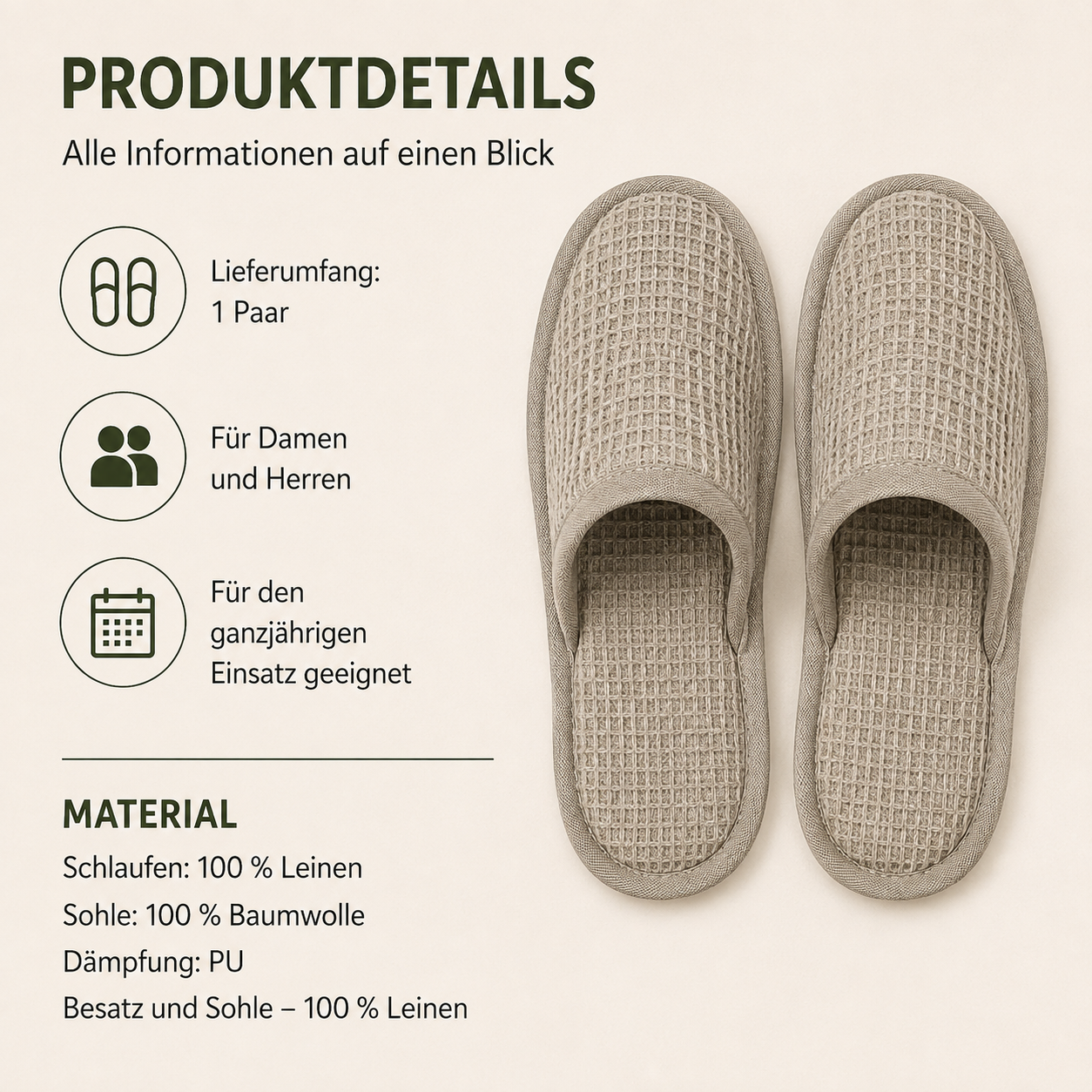sositex | Leinen Hausschuhe & Sauna Slippers – natürliche Pantoffeln für Zuhause & Sauna