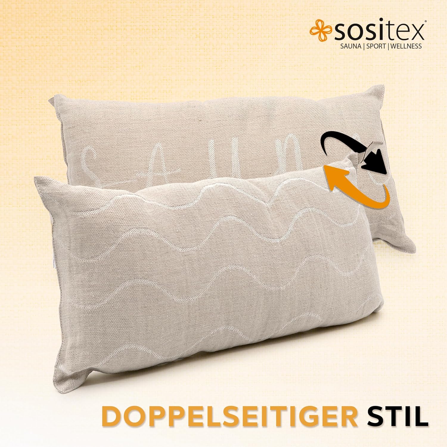 sositex | Saunakissen BANGA 45 × 22 cm – Leinen Kopf- & Nackenkissen in vier Farben