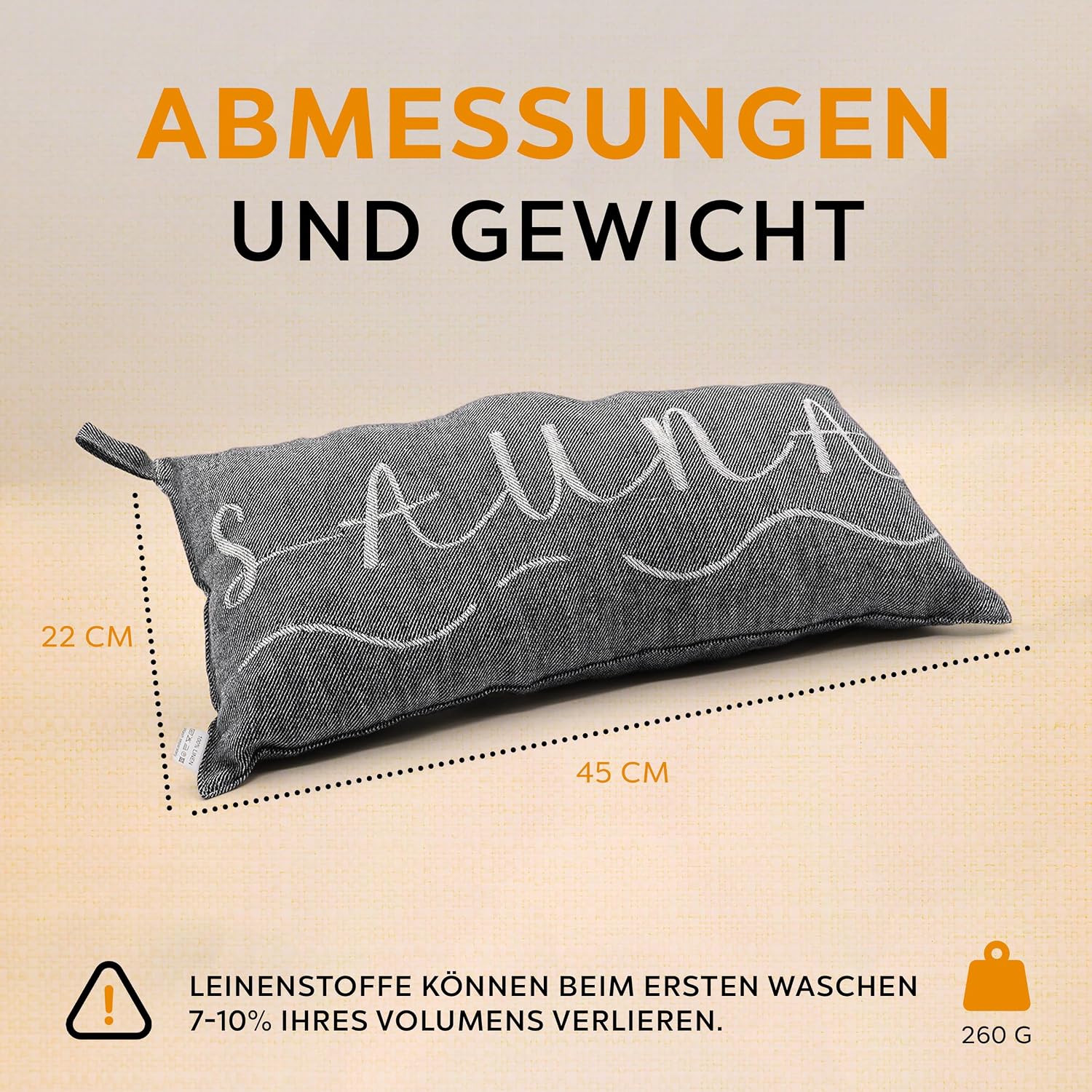 sositex | Saunakissen BANGA 45 × 22 cm – Leinen Kopf- & Nackenkissen in vier Farben