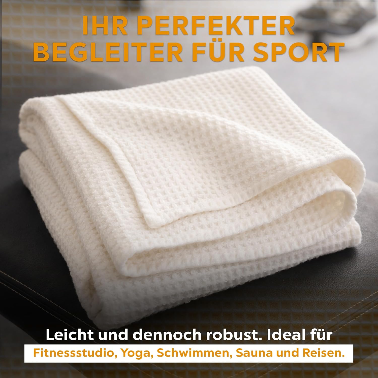 sositex | Sports Line Leinenhandtuch Off White – Sport- & Saunahandtuch in Waffelstruktur