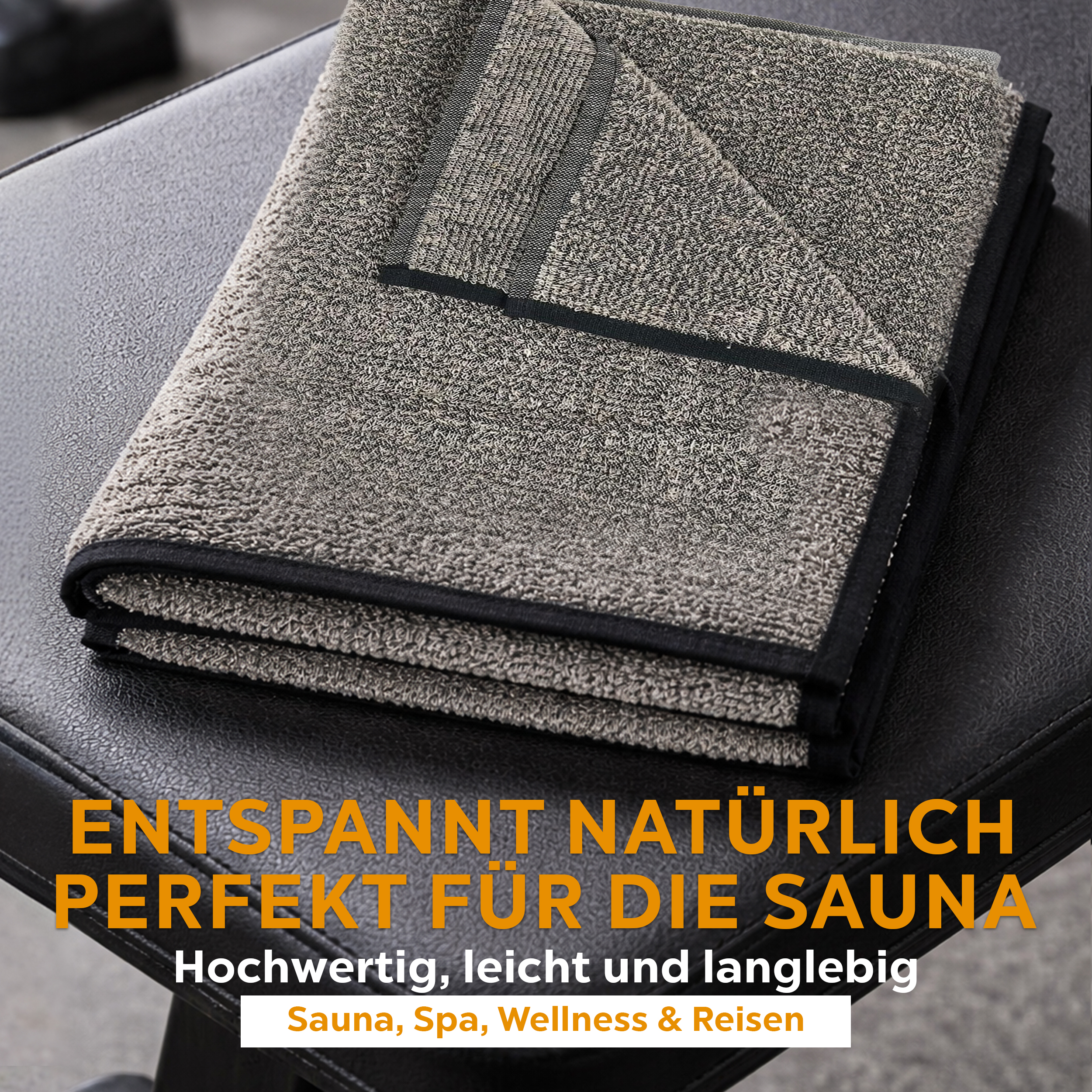 sositex | Sauna Line Saunahandtuch 70 x 140 cm – Leinen & Baumwolle – Black/Natural