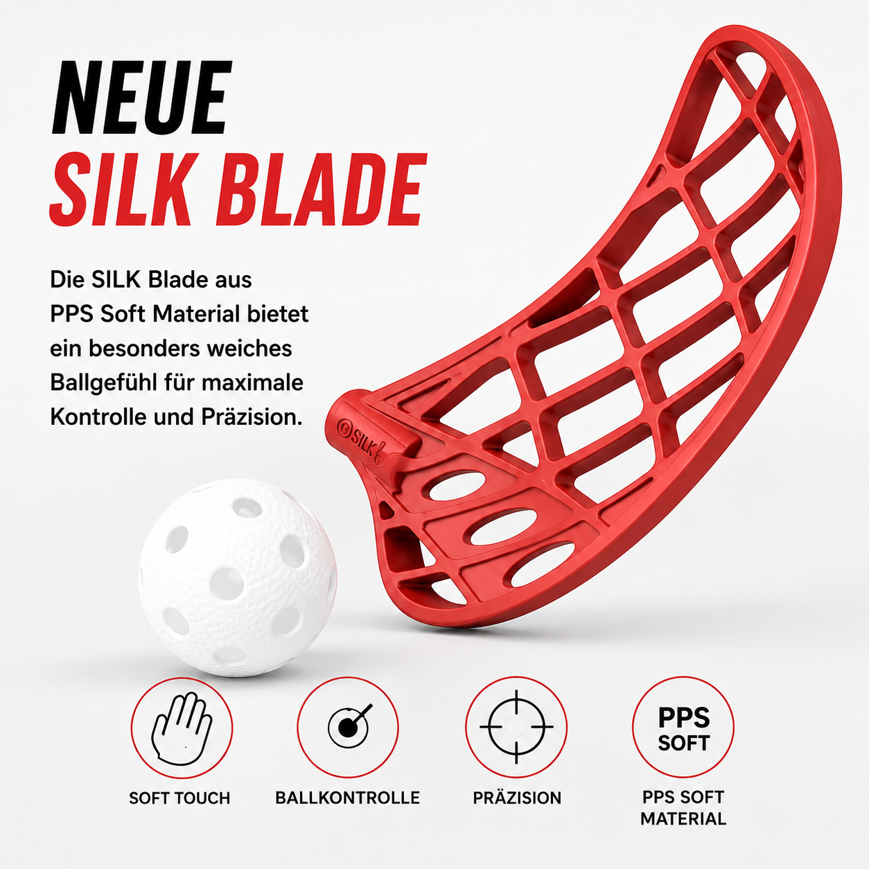 Fat Pipe | FAST31 Floorballschläger Junior – Flex 31 – SILK Blade – Almost Red