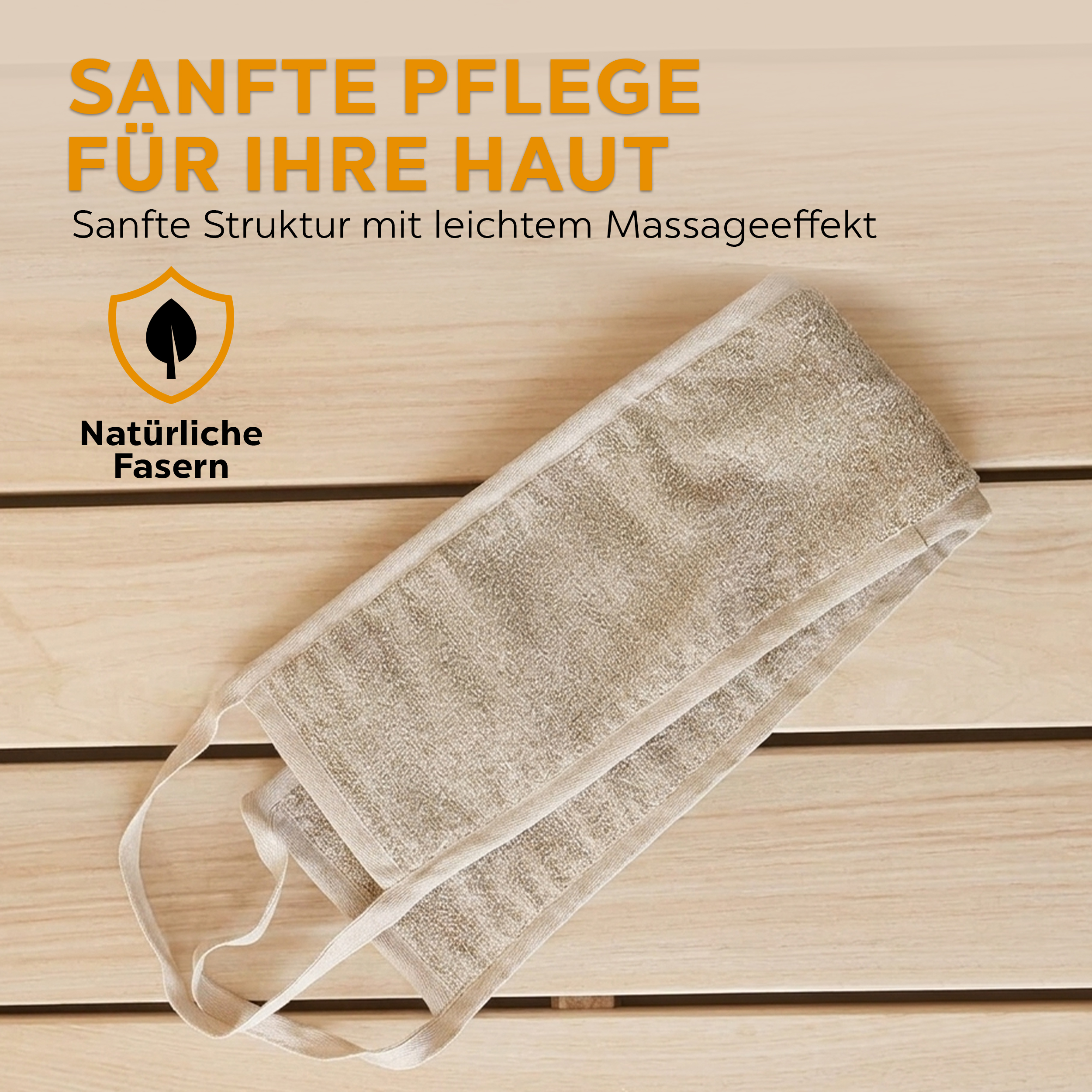 sositex | Rückenwaschband Back Washer 15 × 70 cm – Leinen & Baumwolle Natural