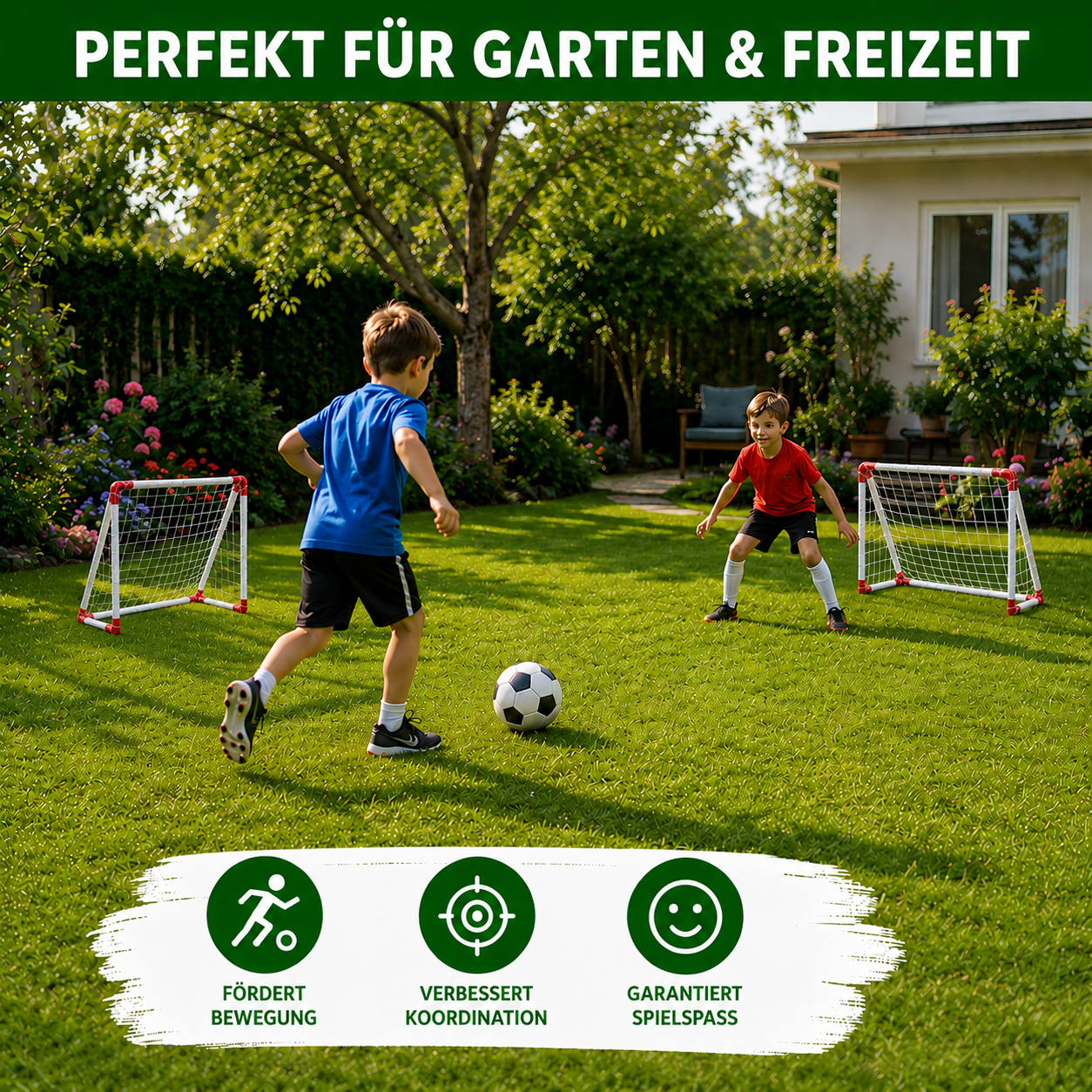 Outdoor Play - Kinder Fußball Set mit zwei Kunststoff-Toren