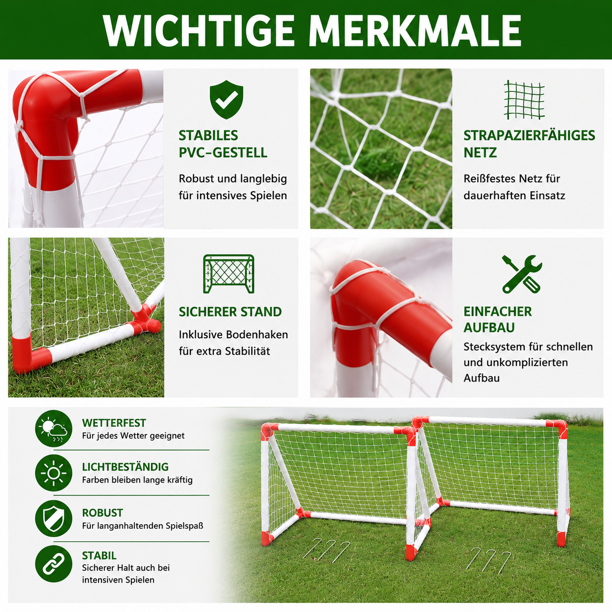 Outdoor Play - Kinder Fußball Set mit zwei Kunststoff-Toren