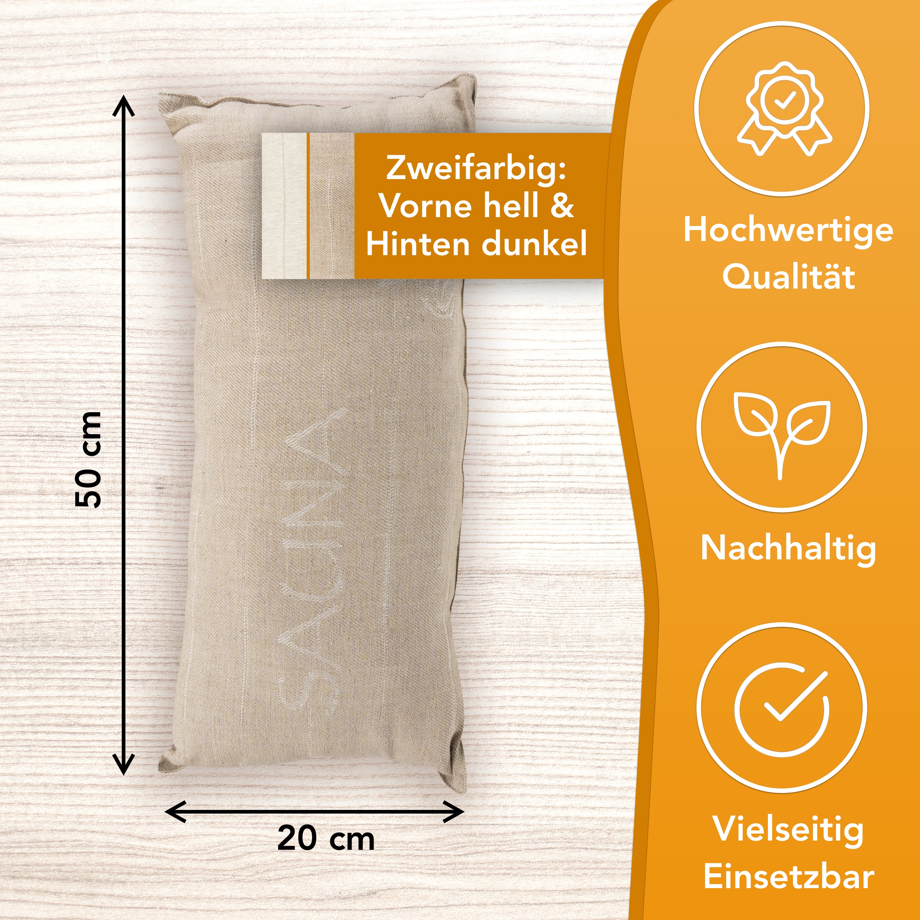 sositex | Saunakissen SAUNIA 45 × 22 cm – Leinenkissen für Sauna & Wellness - Grey/White
