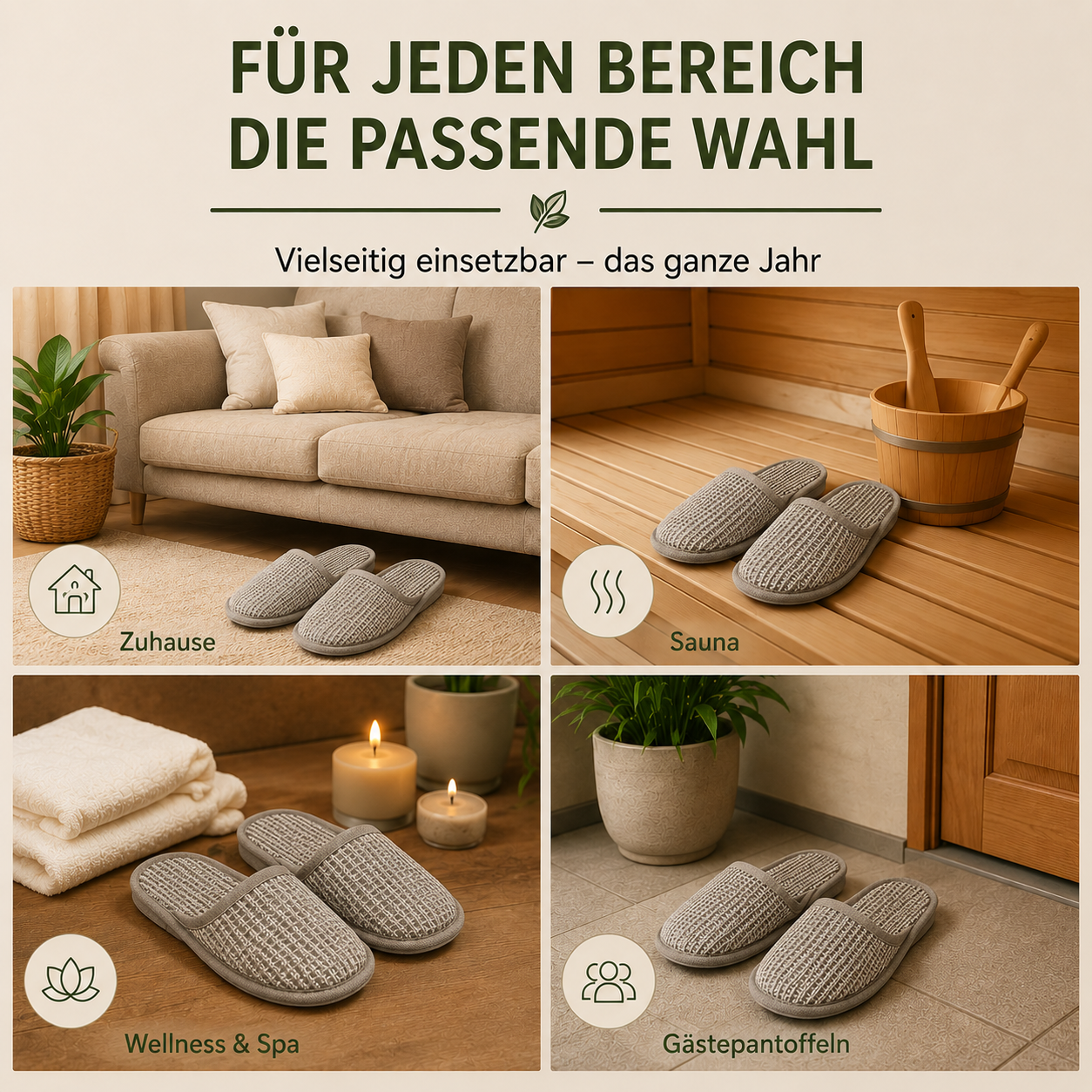 sositex | Leinen Hausschuhe & Sauna Slippers – natürliche Pantoffeln für Zuhause & Sauna