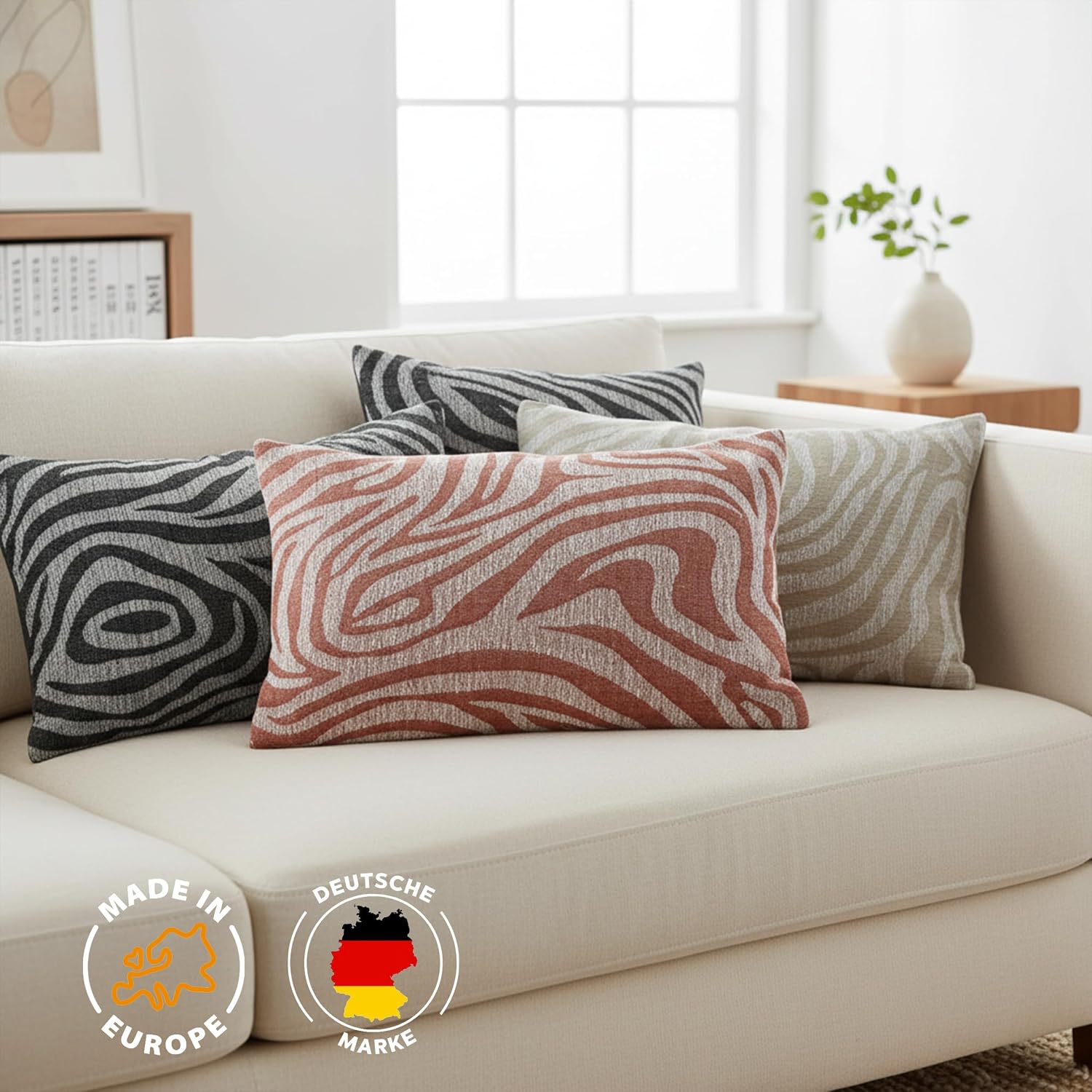 sositex | Saunakissen ZEBRA 43x26 cm – Leinen/Baumwolle, waschbar & hitzebeständig - Natural/White