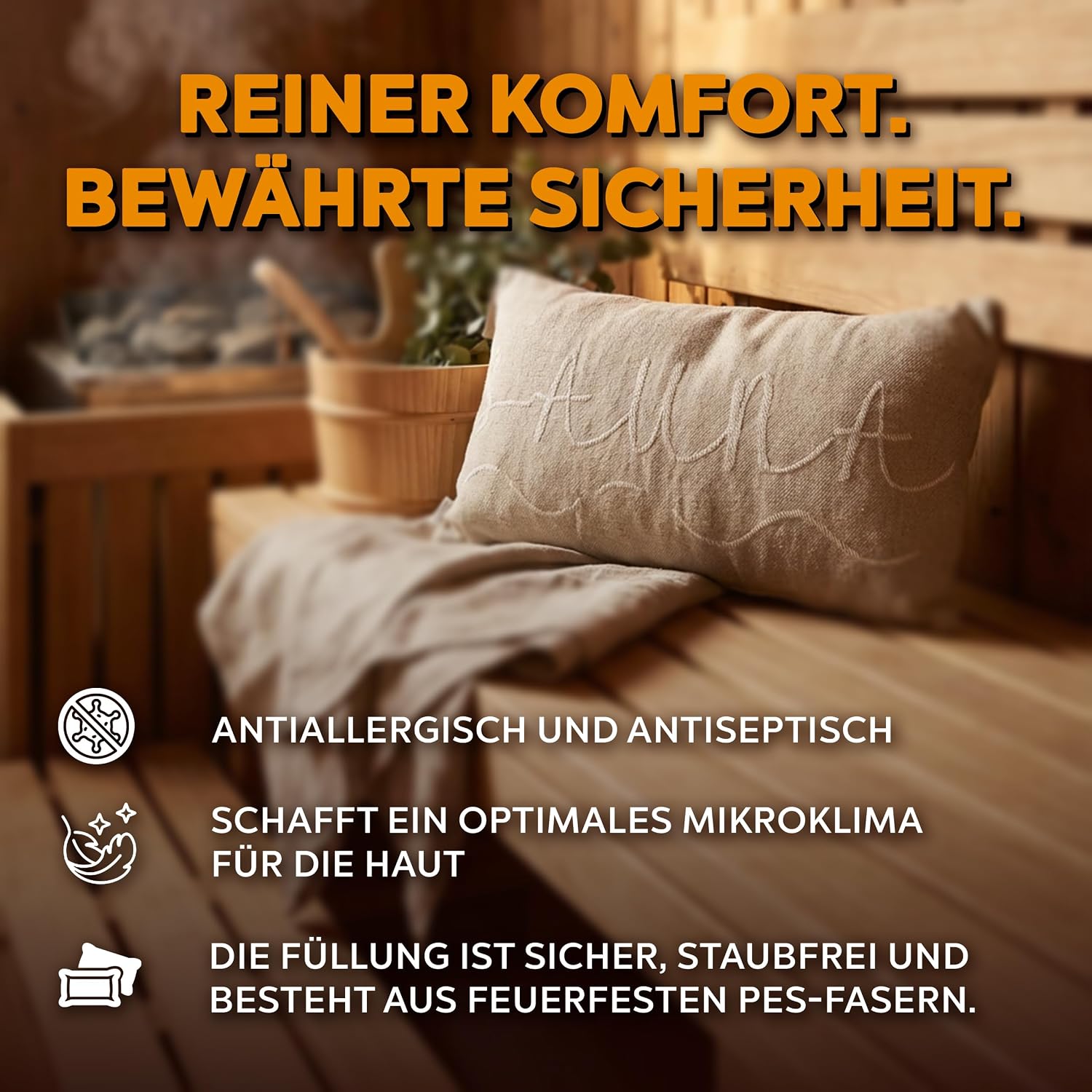 sositex | Saunakissen BANGA 45 × 22 cm – Leinen Kopf- & Nackenkissen in vier Farben