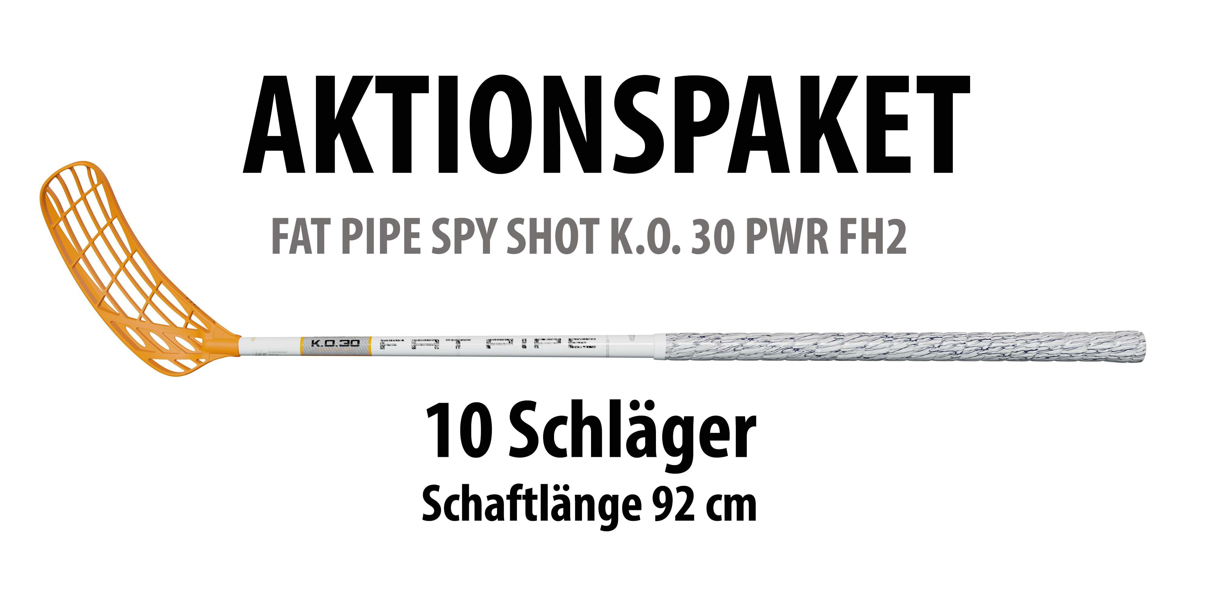 Fat Pipe | 10er Set Floorballschläger K.O.30 PWR FH2 92 cm – IFF – Aktionspaket