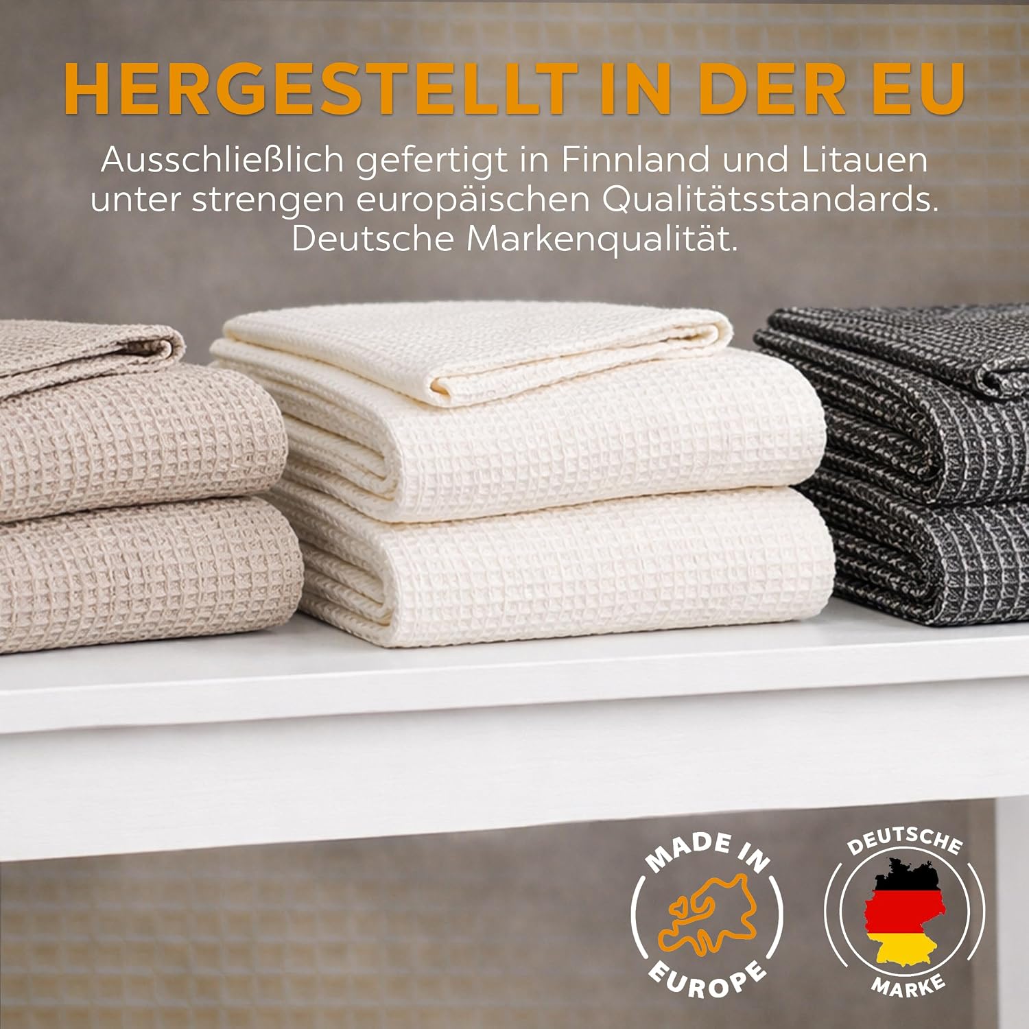 sositex | Sports Line Leinenhandtuch Off White – Sport- & Saunahandtuch in Waffelstruktur