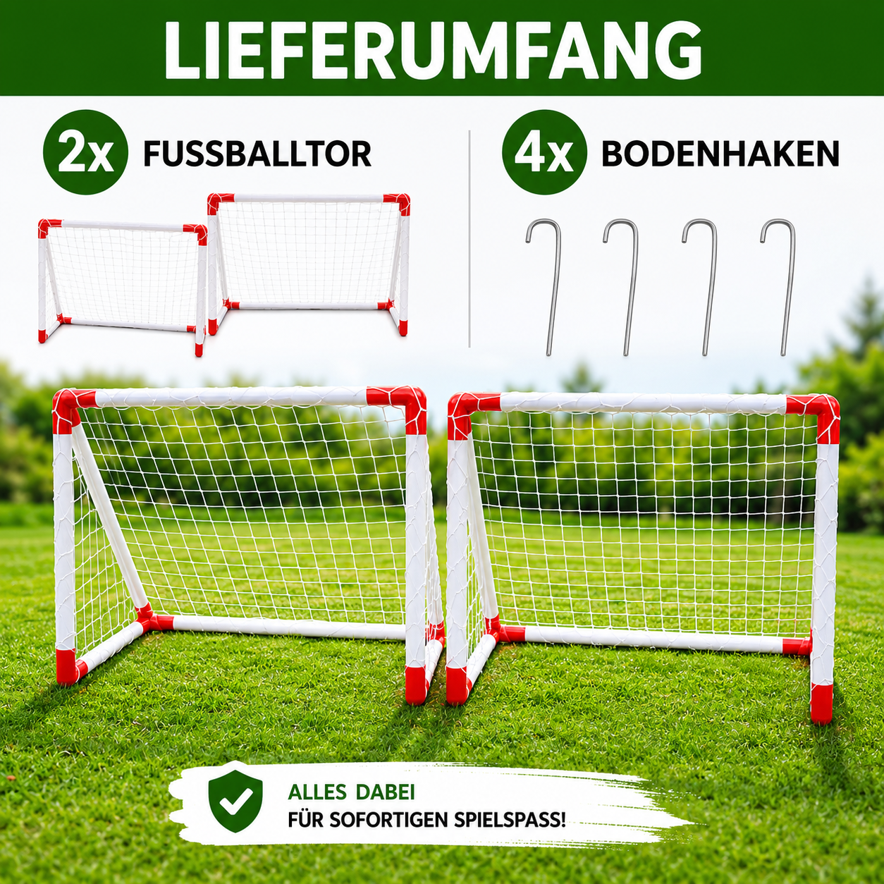 Outdoor Play - Kinder Fußball Set mit zwei Kunststoff-Toren
