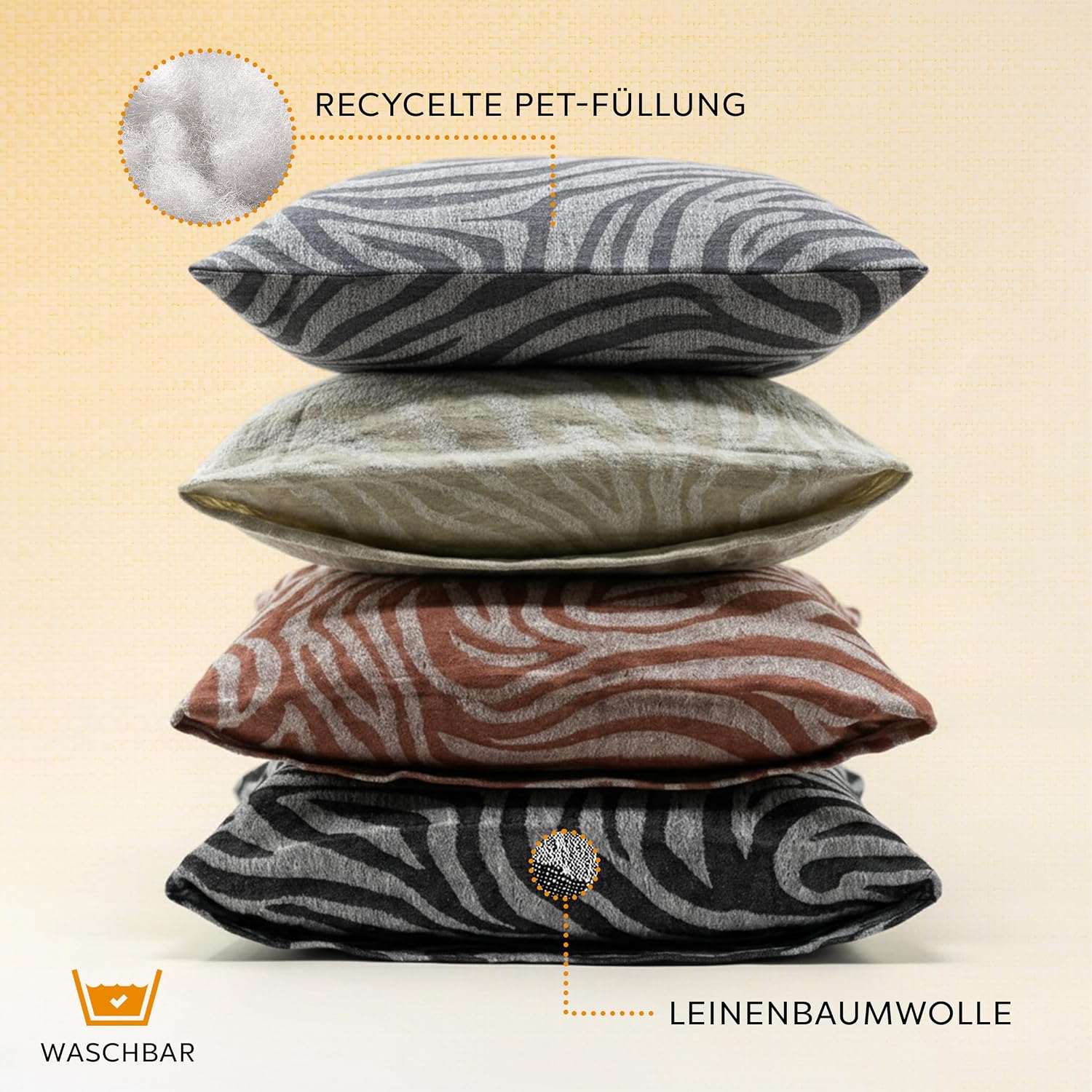 sositex | Saunakissen ZEBRA 43x26 cm – Leinen/Baumwolle, waschbar & hitzebeständig - Natural/White
